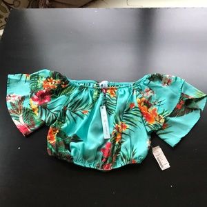 She and sky tropical crop top